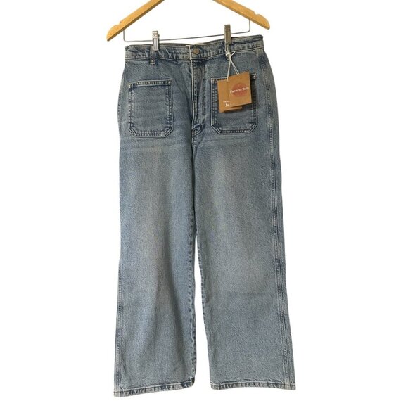 New Reformation Alyssa Patch Pocket High Rise Wide Leg Ankle Jeans 30 Aden Wash - Picture 6 of 15